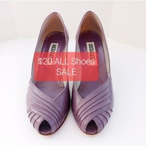 VINTAGE ITALIAN LEATHER Purple Plum Peep-Toe Heels Size 6